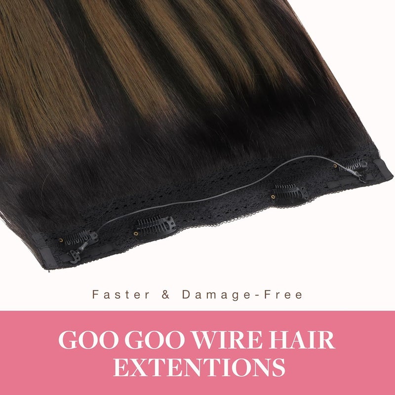 Goo-Goo GOO GOO Halo Hair Extensions - Ombre Natural Black to Chestnut Brown - Image 2